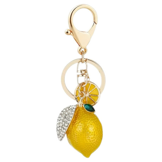 Amalfi Lemon & Orange Crystal Fruit Bag Purse Charm Keychain Yellow or Orange