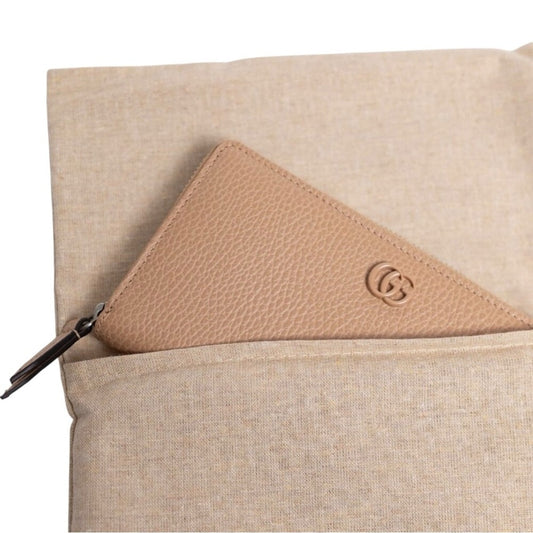 Like New Gucci GG Marmont Zip-Around Wallet – Beige Pebbled Leather