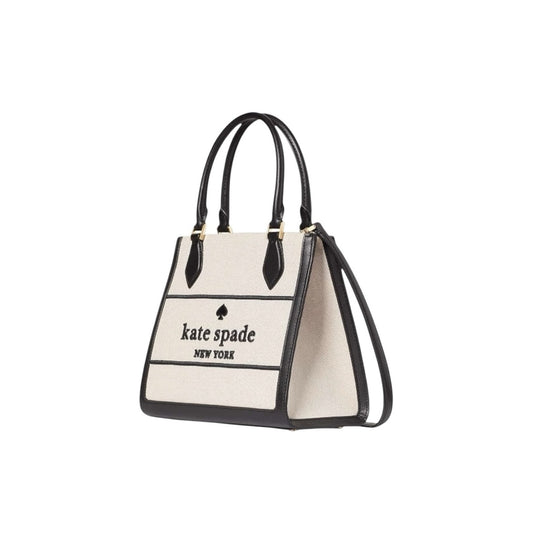 Kate Spade Ellie Canvas Tote Crossbody Black Cream Logo Bag NWT