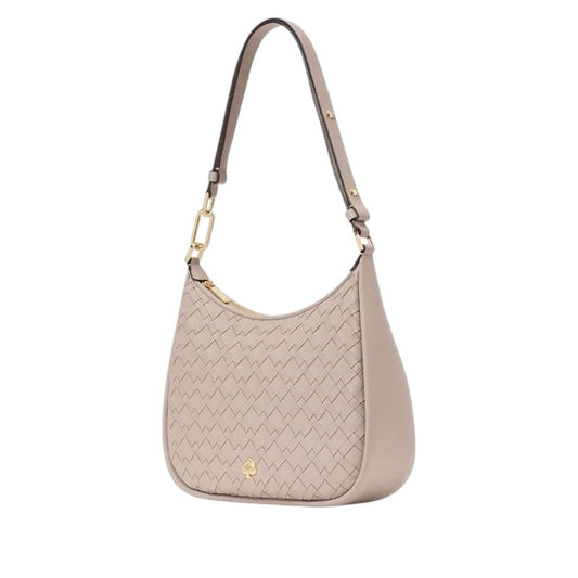 Kate Spade Woven Neutral Pebbled Leather Large Shoulder Bag NWT