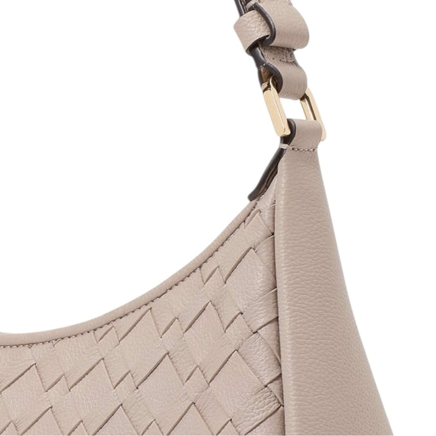 Kate Spade Woven Neutral Beige Gray Pebbled Leather Large Shoulder Bag - Kayla