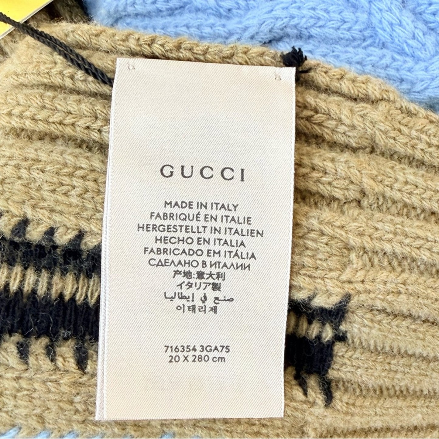 NWT Unisex Adidas x Gucci 100% Wool Cable Knit Extra Long Scarf | Made in Italy