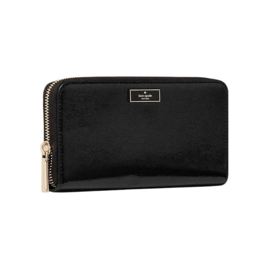 Kate Spade Black Bridget Crinkle Patent Large Continental Wallet -NWT MSRP $239