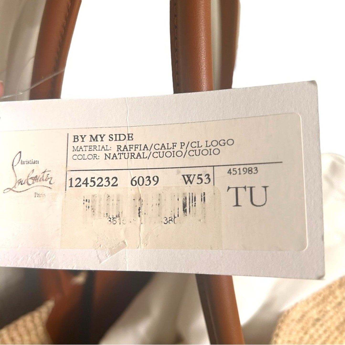 Christian Louboutin By My Side Large Raffia Tote Bag – Natural/Cuoio NWT