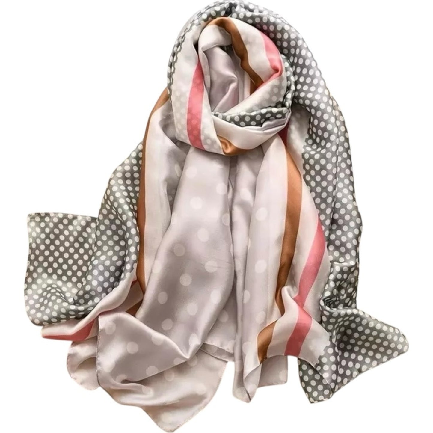 Polka Dot Silky Satin Scarf Shawl Wrap – Lightweight Oversized
