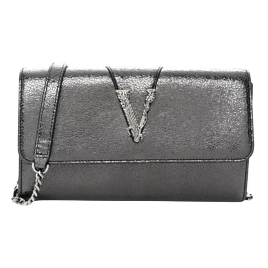 Versace Metallic Leather Virtus Bag – Gunmetal Hardware – NWT with Dust Bag