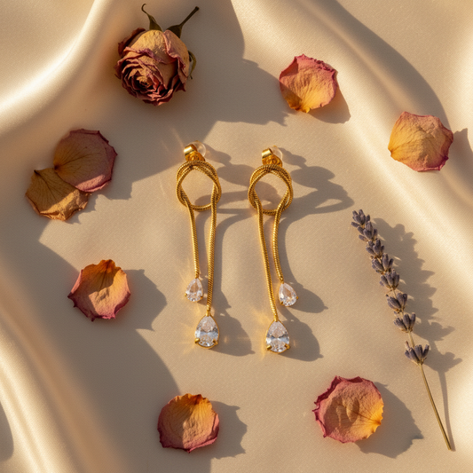 Rope Chain Knot Earrings — Silk & Rose Flat Lay