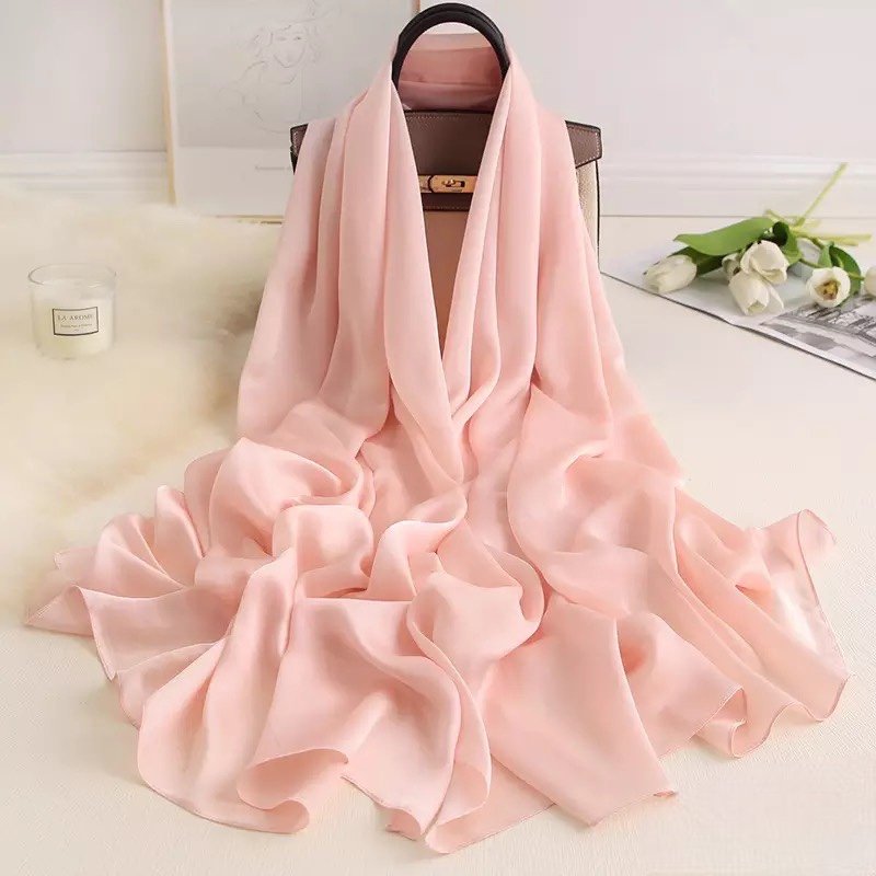 Blush Serenity Silk-Emulation Satin Large Scarf