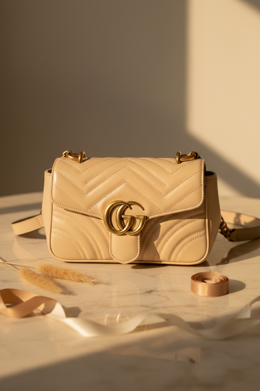 Gucci luxury handbags and accessories editorial - Shimmer and Shawls