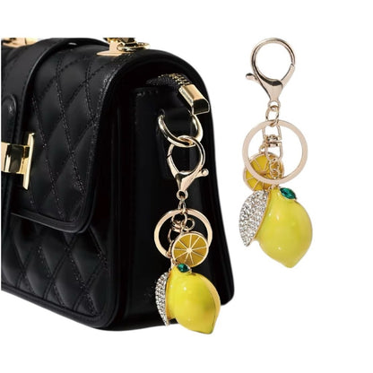 Amalfi Lemon & Orange Crystal Fruit Bag Purse Charm Keychain Yellow or Orange
