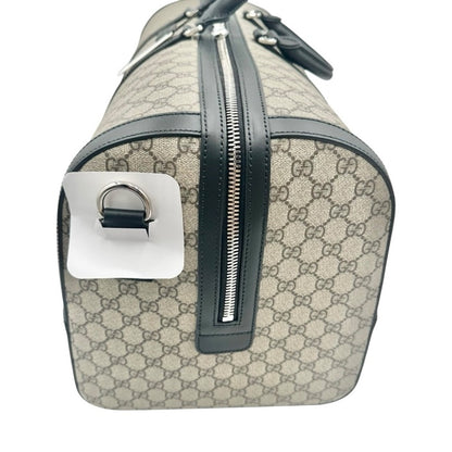 NWT Full Set Gucci GG Supreme Leather Trim X-Large Travel Duffel Bag Beige/Black