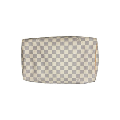 Louis Vuitton Damier Azur Speedy 30 Bag in White and Tan Excellent Condition