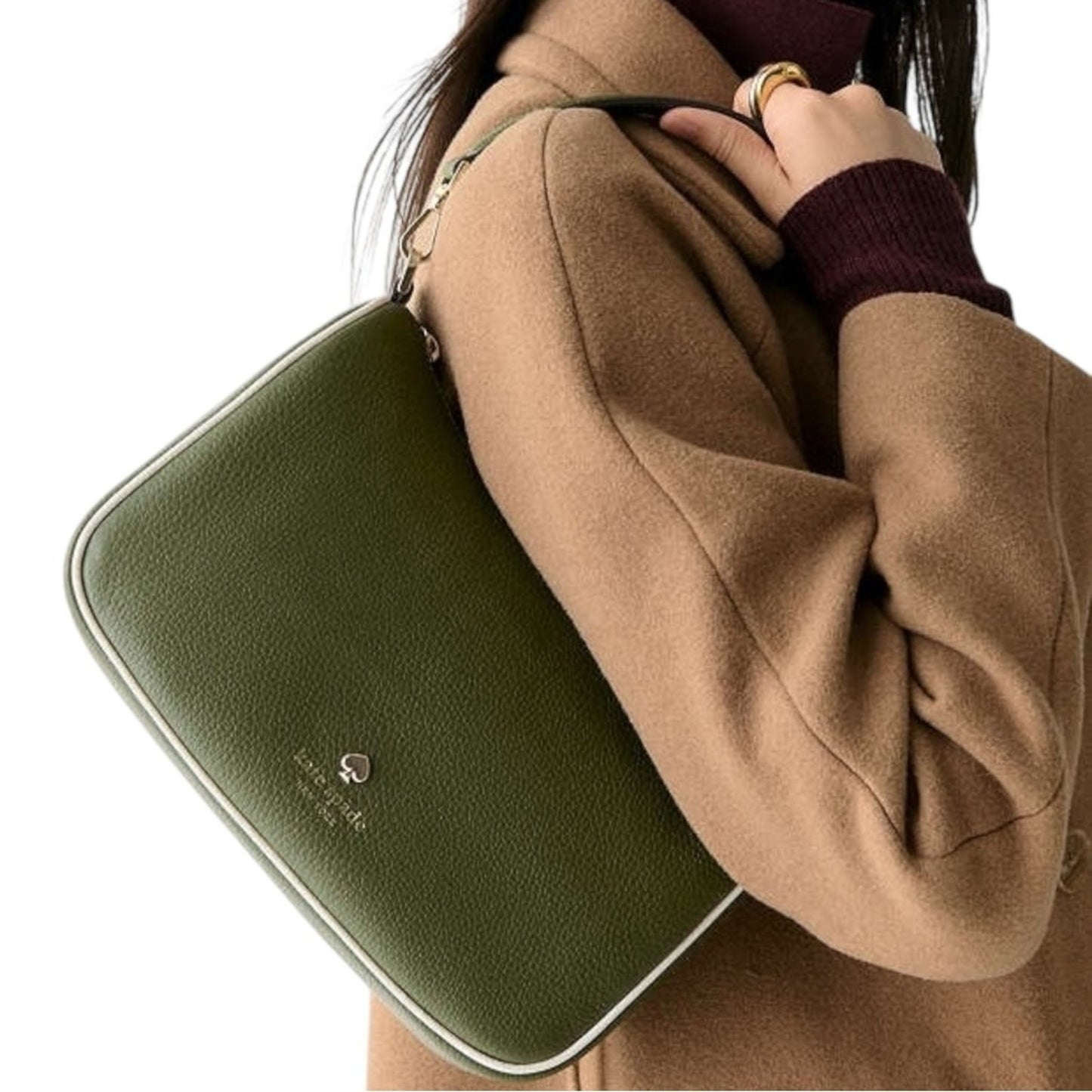 Kate Spade Green Pebbled Leather 2 Way Crossbody Bag & Zip Pouch NWT
