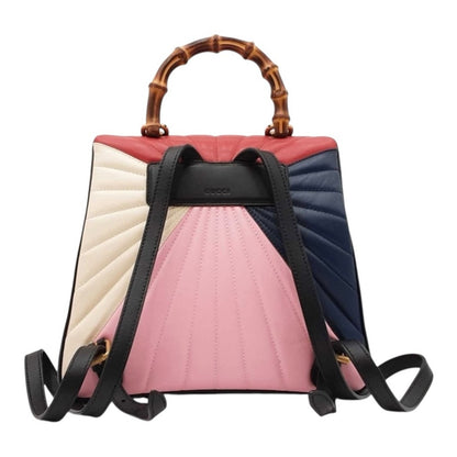 RARE Gucci Queen Margaret Tropuntata Bamboo Multicolor Backpack Pearl Bee Clasp