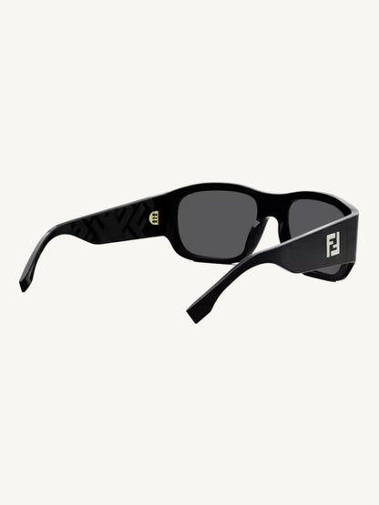 Fendi FE40117I Rectangle Sunglasses — Black Acetate / Smoke Lenses — New