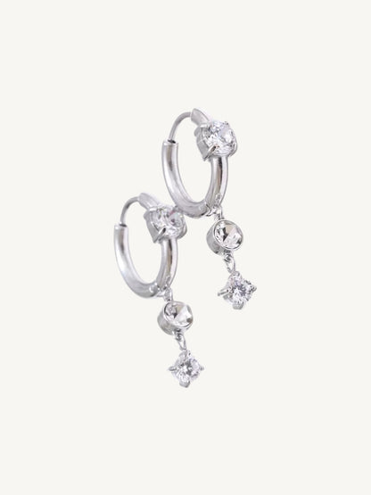 The Lumière — CZ Crystal Drop Huggie Hoop Earrings | Gold & Silver