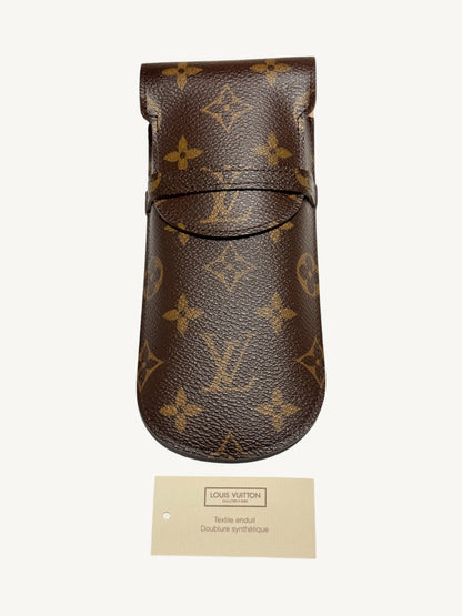 Louis Vuitton Monogram Étui Stylo Pen Case — top-down view showing open flap and natural leather interior lining | Shimmer & Shawls