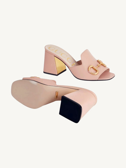 Gucci Horsebit 1953 Block Heel Mule — Blush Pink — Size 36 — New in Box