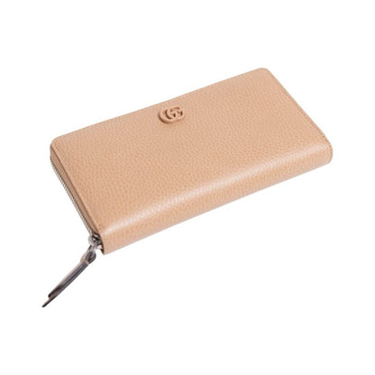 Like New Gucci GG Marmont Zip-Around Wallet – Beige Pebbled Leather