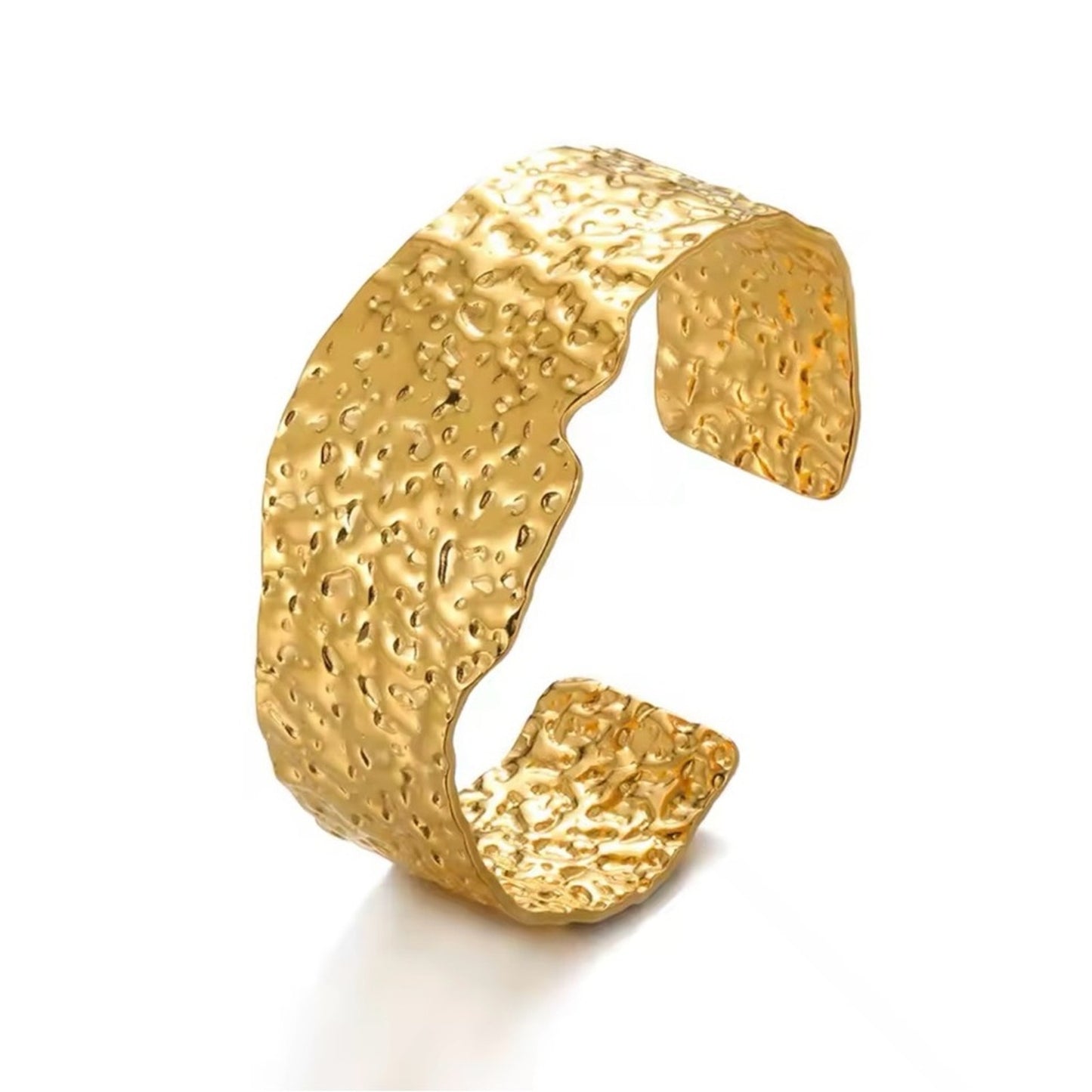 Sahara Bangle | Hammered Cuff Bracelet | 18k PVD Gold-Plated Stainless Steel