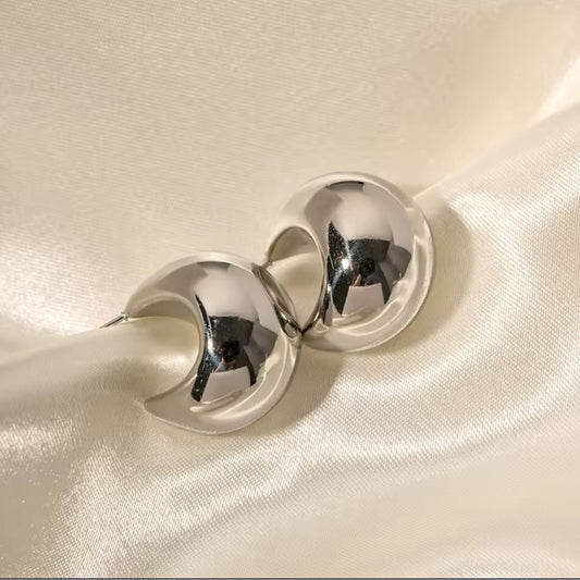 Hallow Dome Shaped Lightweight 18K Gold Plated Stainless Steel Earrings