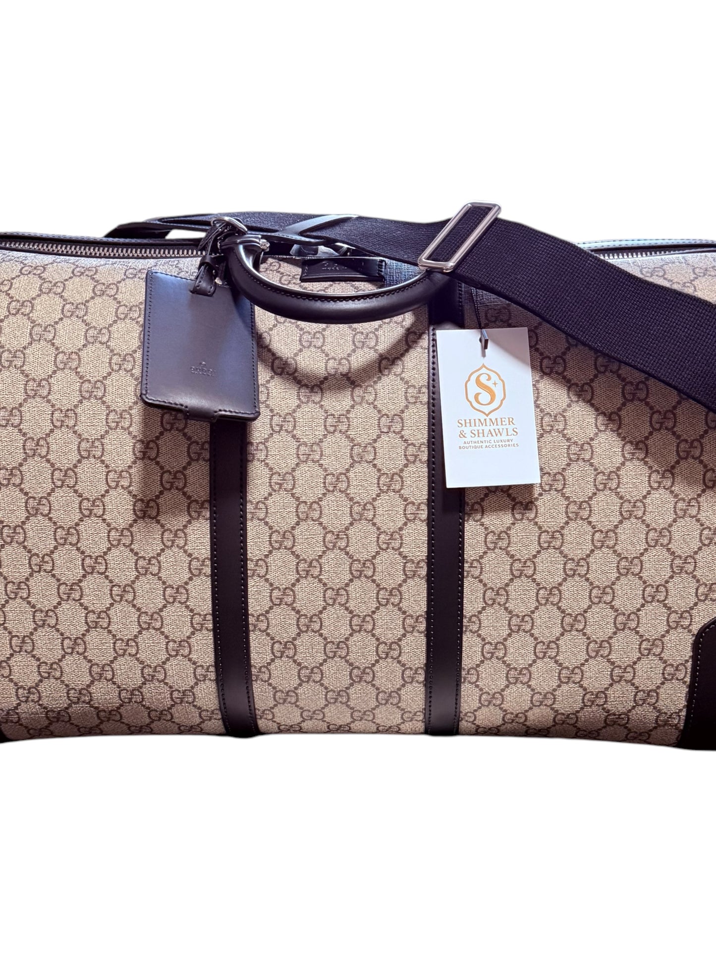 Gucci GG Supreme X-Large Travel Duffel Bag — Beige/Ebony — Brand New Full Set