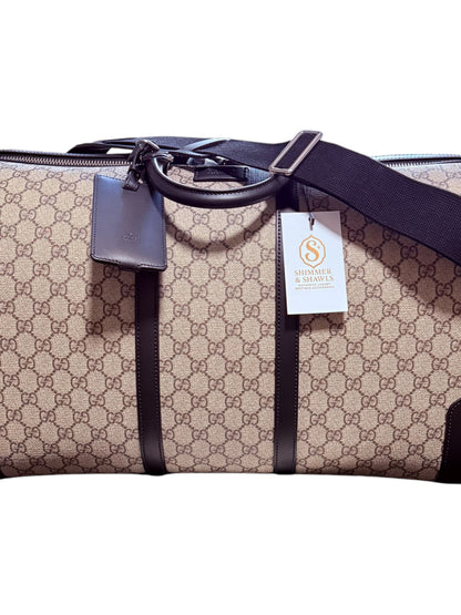 Gucci GG Supreme X-Large Travel Duffel Bag — Beige/Ebony — Brand New Full Set