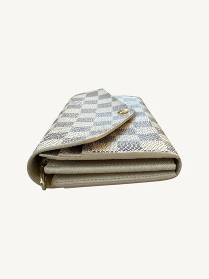 Louis Vuitton Damier Azur Sarah Long Wallet — Cream — Excellent Pre-Owned