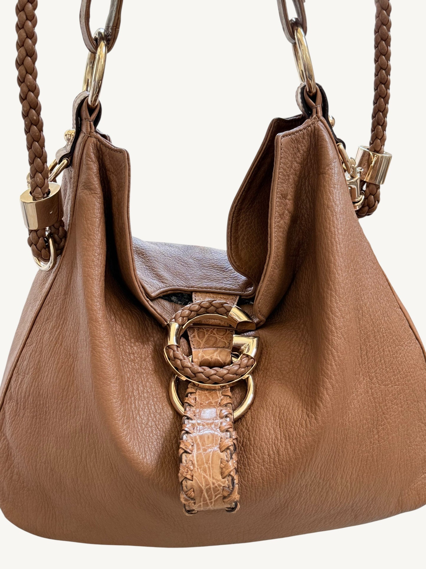 Gucci G Wave Large Hobo camel — side profile view | Shimmer & Shawls