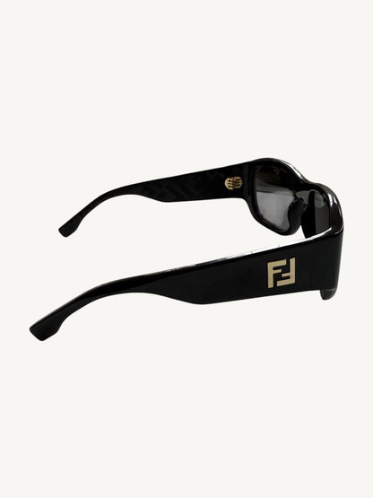 Fendi FE40117I Rectangle Sunglasses — Black Acetate / Smoke Lenses — New