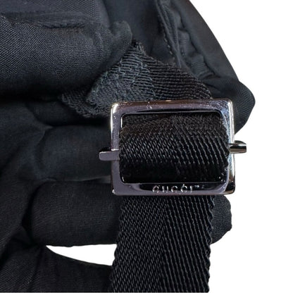 Authentic Gucci Sherry Line Web Nylon Backpack Black Green Red Stripe