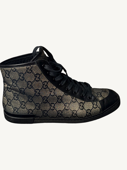 Gucci GG Crystal High-Top Sneaker — Graphite Black — Size 37