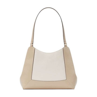 Kate Spade Cream Beige Pebbled Leather Lena Triple Compartment Shoulder Bag NWT