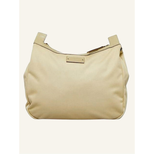 Gucci Sherry Line Beige Canvas Crossbody / Shoulder Hobo Bag Adjustable Strap