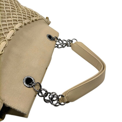 Chanel Chocolate Bar Cabas Net Beige Canvas & Quilted Leather Tote