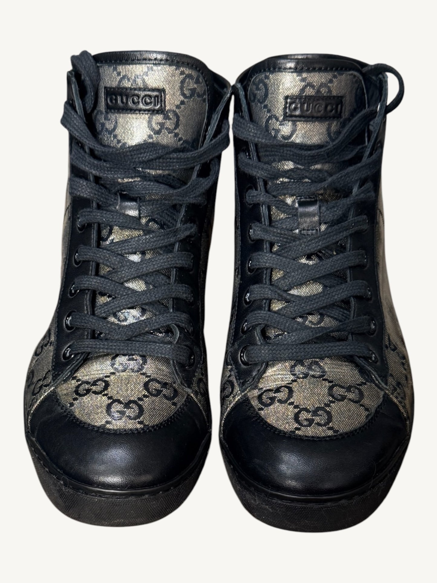 Gucci GG Crystal High-Top Sneaker — Graphite Black — Size 37