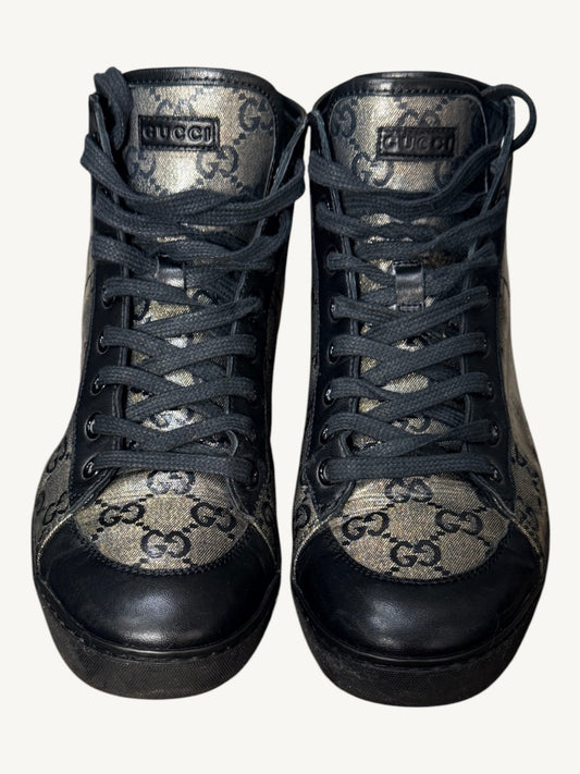 Gucci GG Crystal High-Top Sneaker — Graphite Black — Size 37