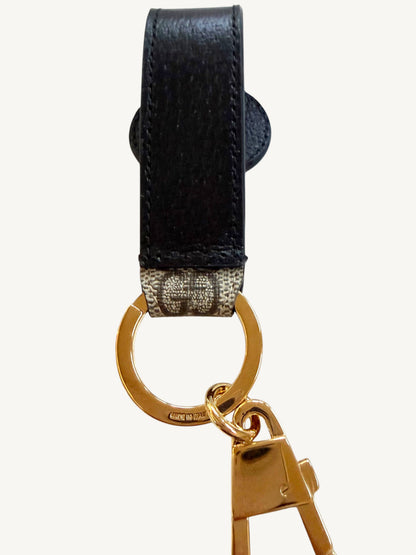Gucci Interlocking G Key Ring Bag Charm — close-up of gold-tone lobster claw clasp detail | Shimmer & Shawls