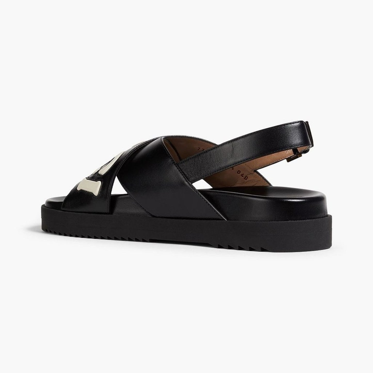 NWT Gucci Black & White Logo Appliqué Leather Slingback Sandals Size 36.5 EU/6.5