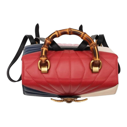 RARE Gucci Queen Margaret Tropuntata Bamboo Multicolor Backpack Pearl Bee Clasp
