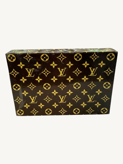 Vintage Louis Vuitton Playing Cards Set — exterior monogram presentation case showing classic LV pattern | Shimmer & Shawls