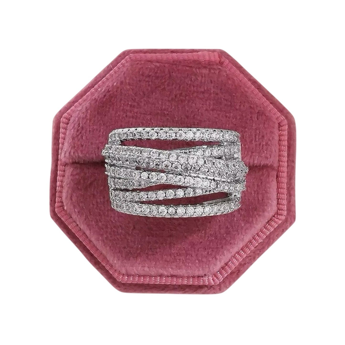 Sterling Silver 925 Cubic Zirconia Multilayer Ring