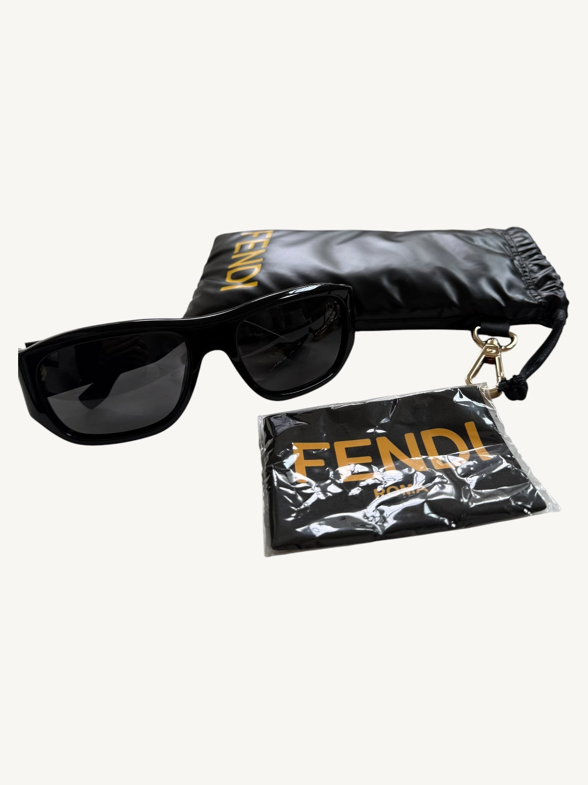 Fendi FE40117I Rectangle Sunglasses — Black Acetate / Smoke Lenses — New