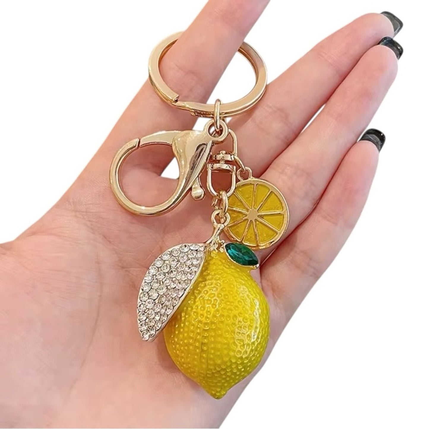 Amalfi Lemon & Orange Crystal Fruit Bag Purse Charm Keychain Yellow or Orange