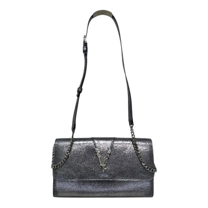 Versace Metallic Leather Virtus Bag – Gunmetal Hardware – NWT with Dust Bag