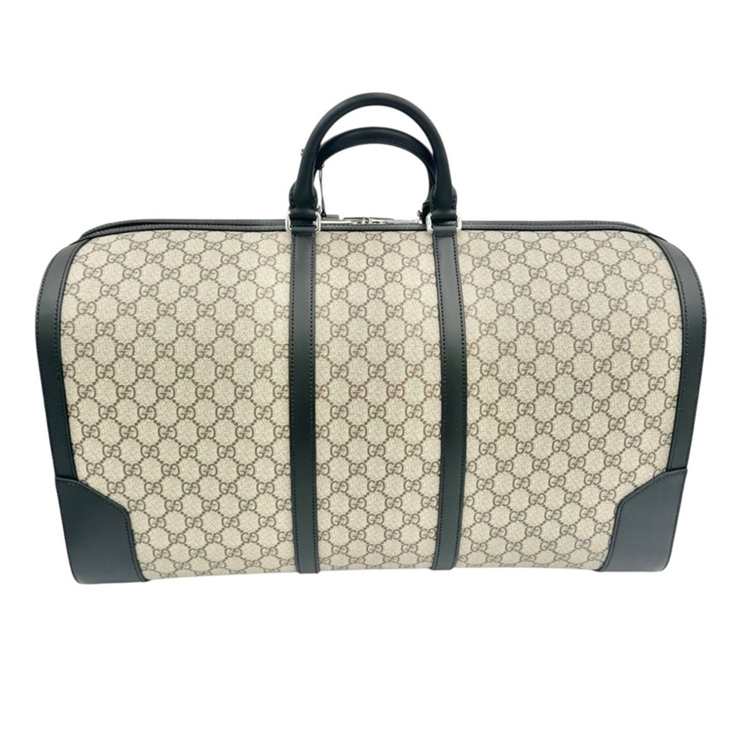 NWT Full Set Gucci GG Supreme Leather Trim X-Large Travel Duffel Bag Beige/Black