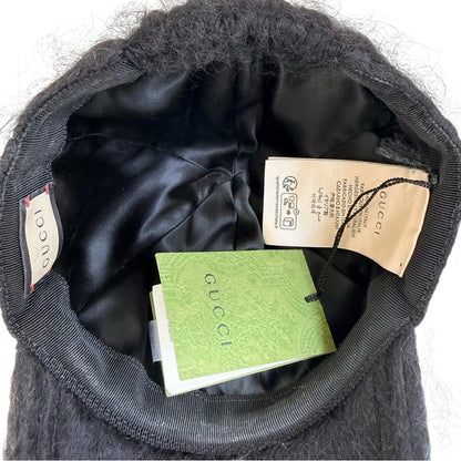 Gucci Mohair Baseball Cap – Black (Size XS)