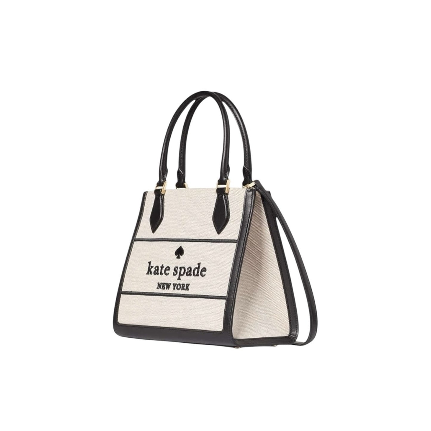 Kate Spade Ellie Canvas Tote Crossbody Black Cream Logo Bag NWT