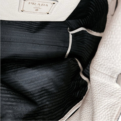 Prada Vitello Daino Front Pocket Shopping Bag in Ivory – Rare & Discontinued