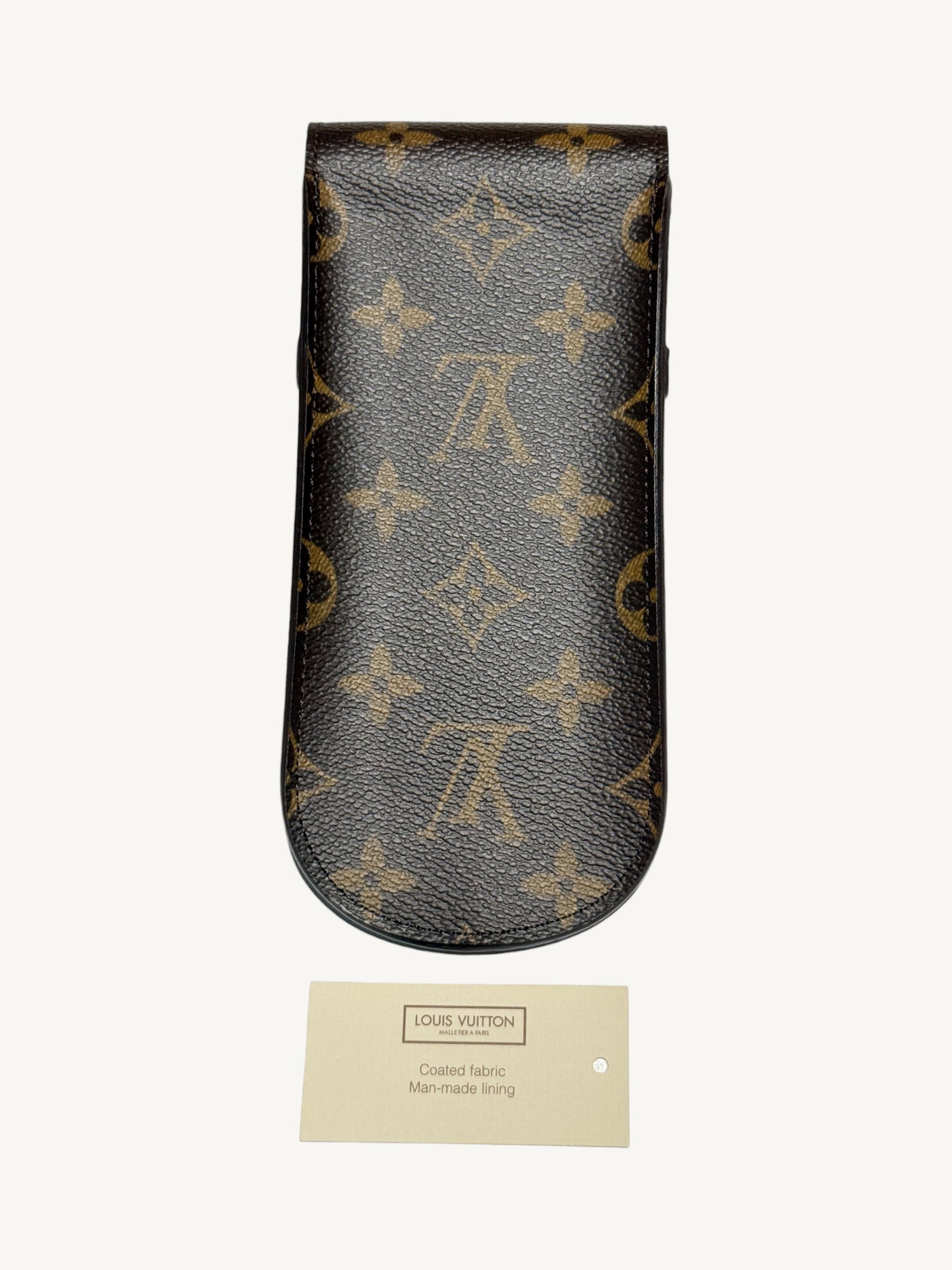 Louis Vuitton Monogram Étui Stylo Pen Case — interior lining close-up showing Louis Vuitton Paris Made in France stamp | Shimmer & Shawls